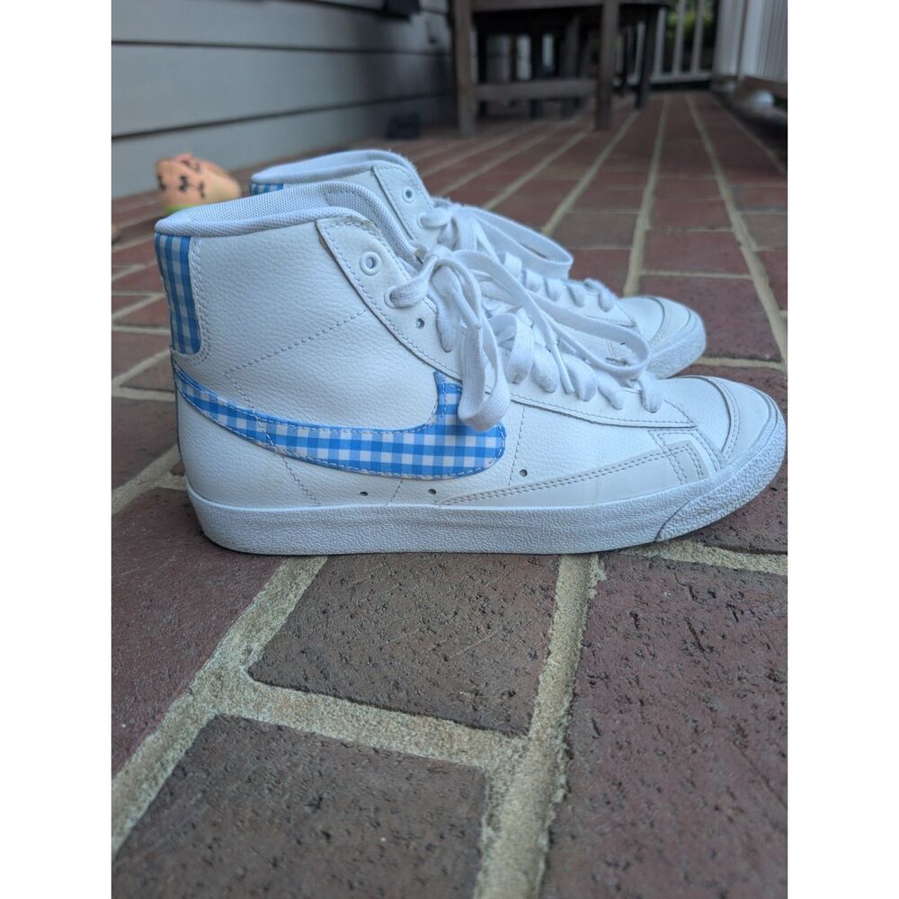 Nike Blazer Mid '77 Gingham White University Blue Sneakers Women's Size 9